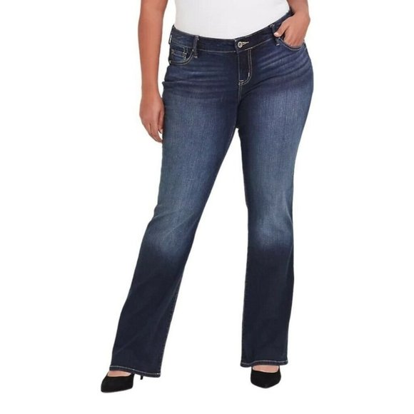 Torrid Bootcut Jeans Blue Stretch Whiskered Pocket